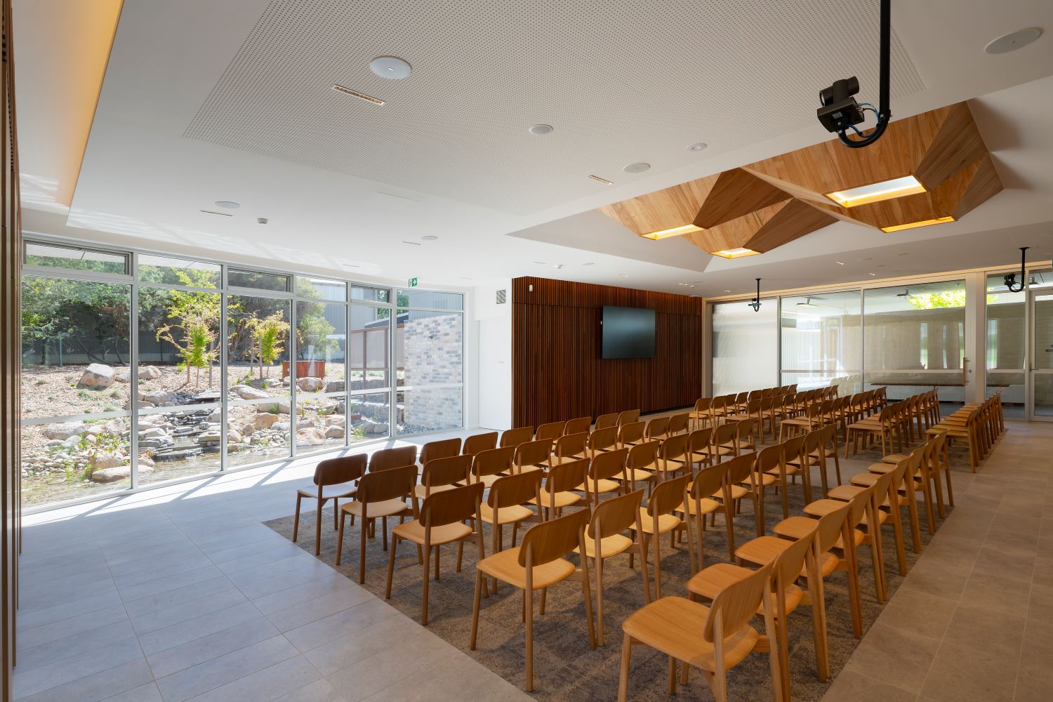 Interior photo off hall and water feature